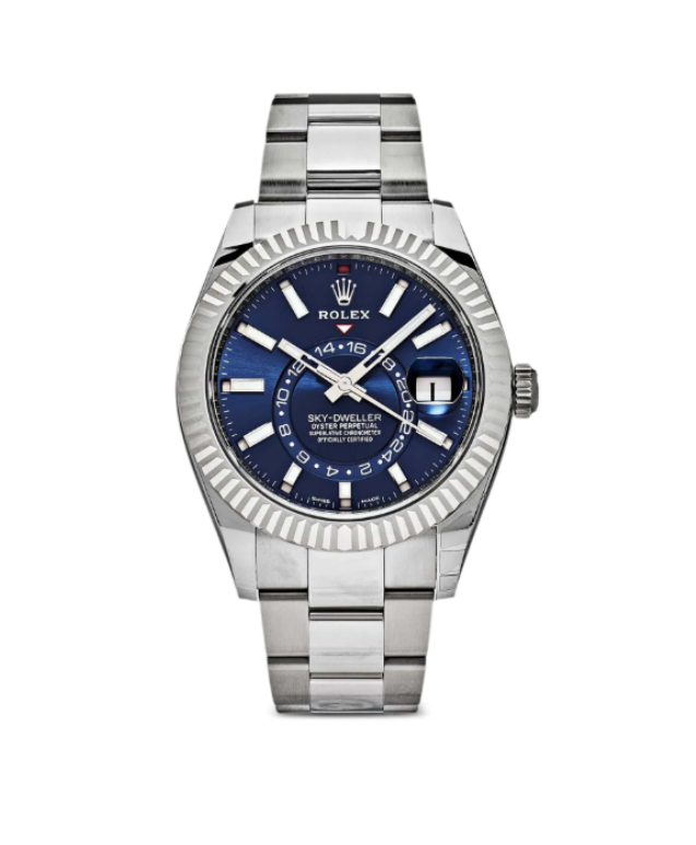 Rolex Sky-Dweller com acabamento prateado