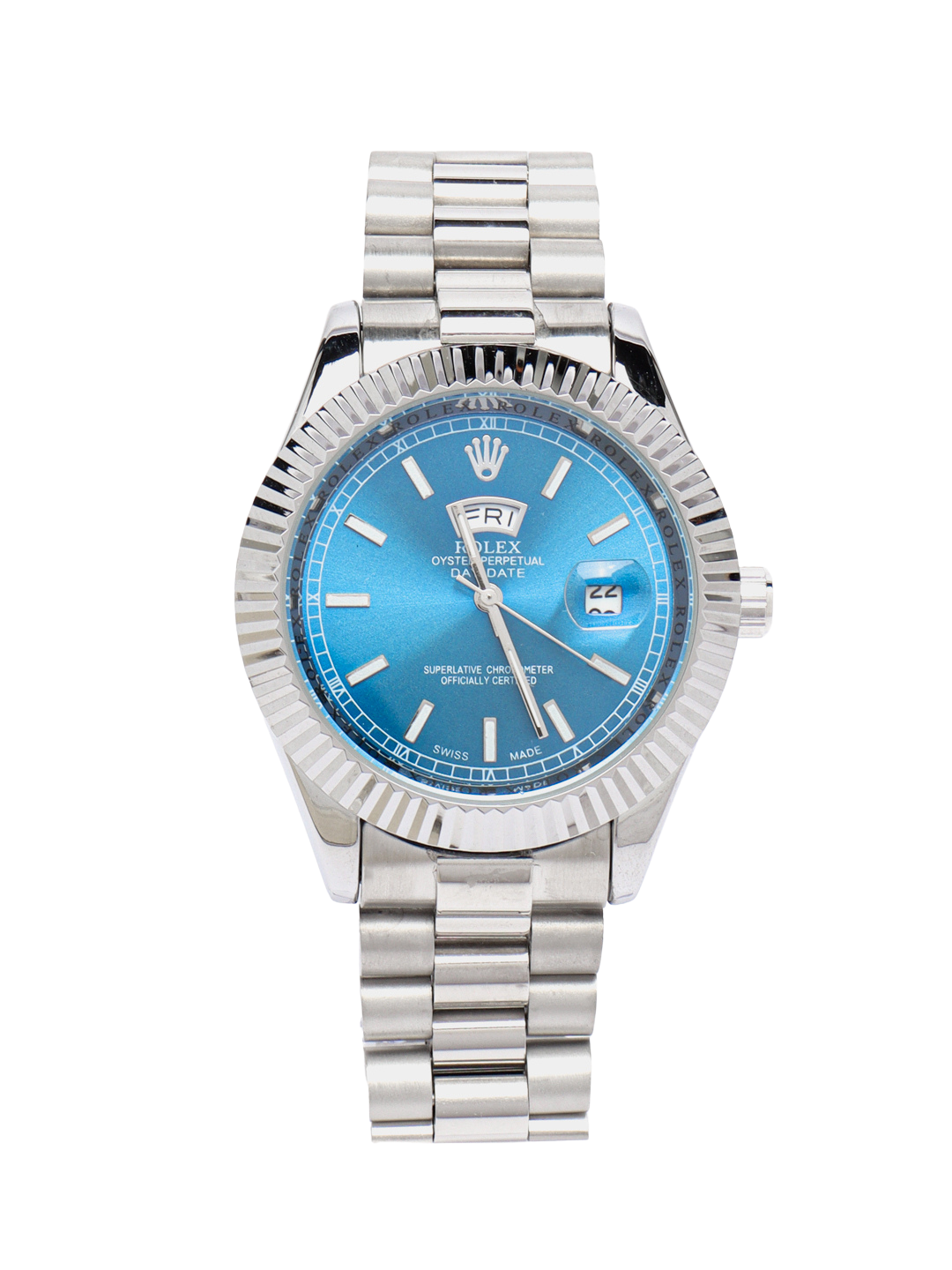 Rolex Oyster Perpetual com acabamento prateado