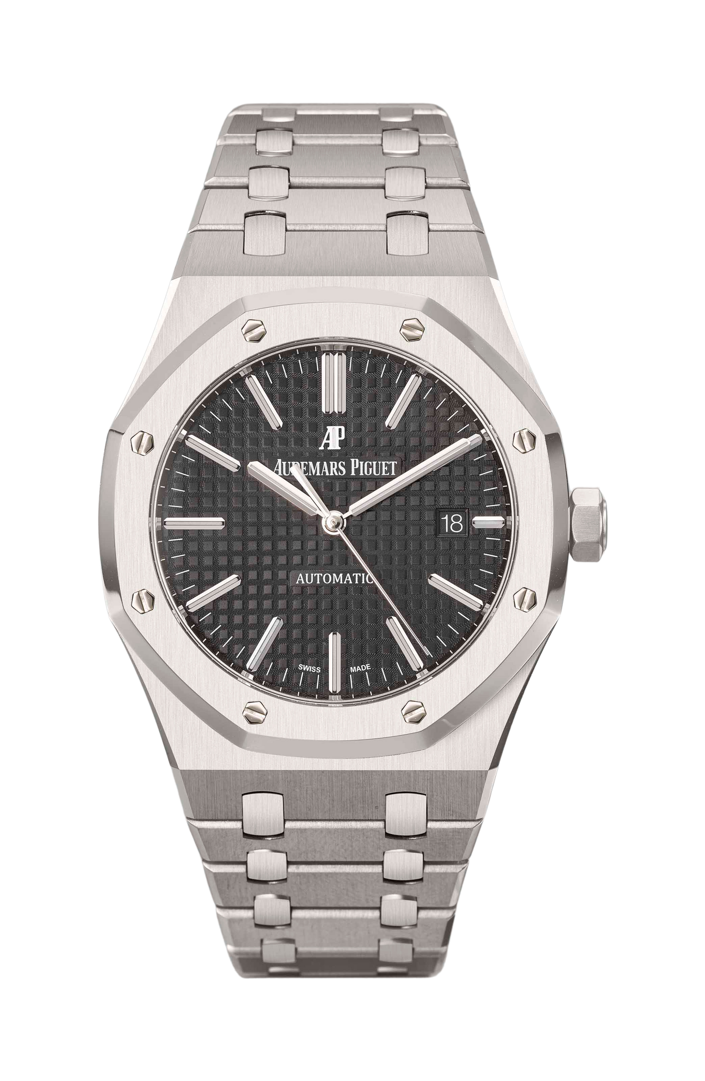 Relógio Audemars Piguet Royal Oak para homem com mostrador prateado e aço 15300