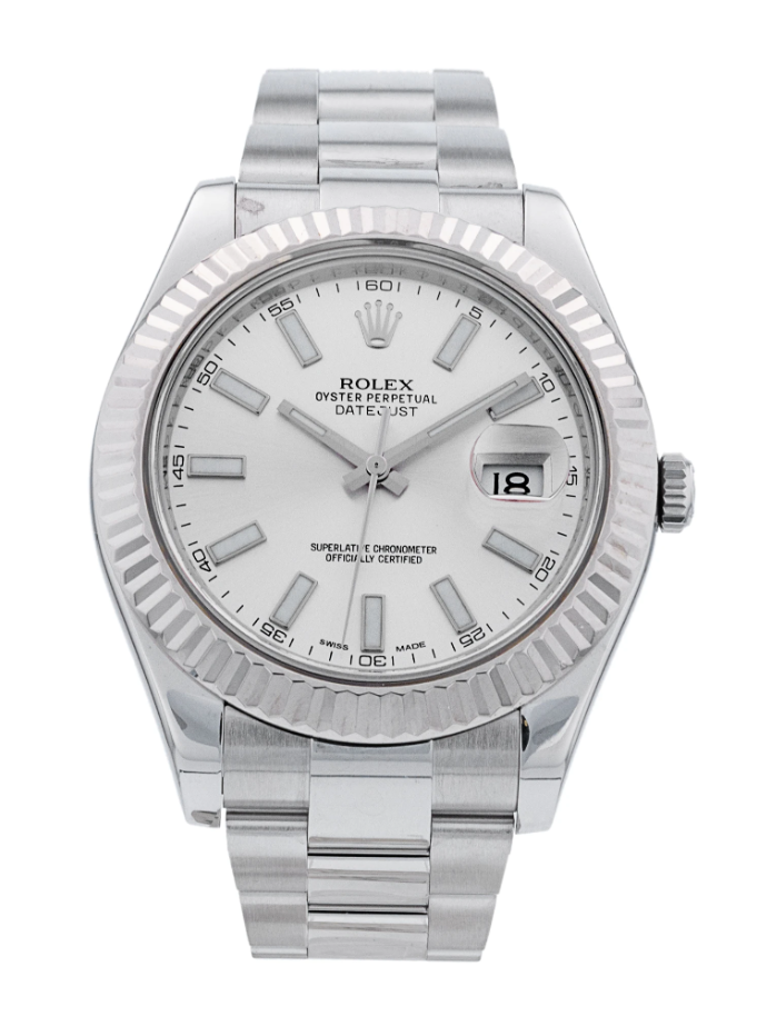 Rolex Oyster Perpetual com acabamento prateado